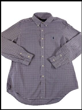Polo Ralph Lauren Shirt Mens Large purple Plaid Check Button Down Stretch Cotton
